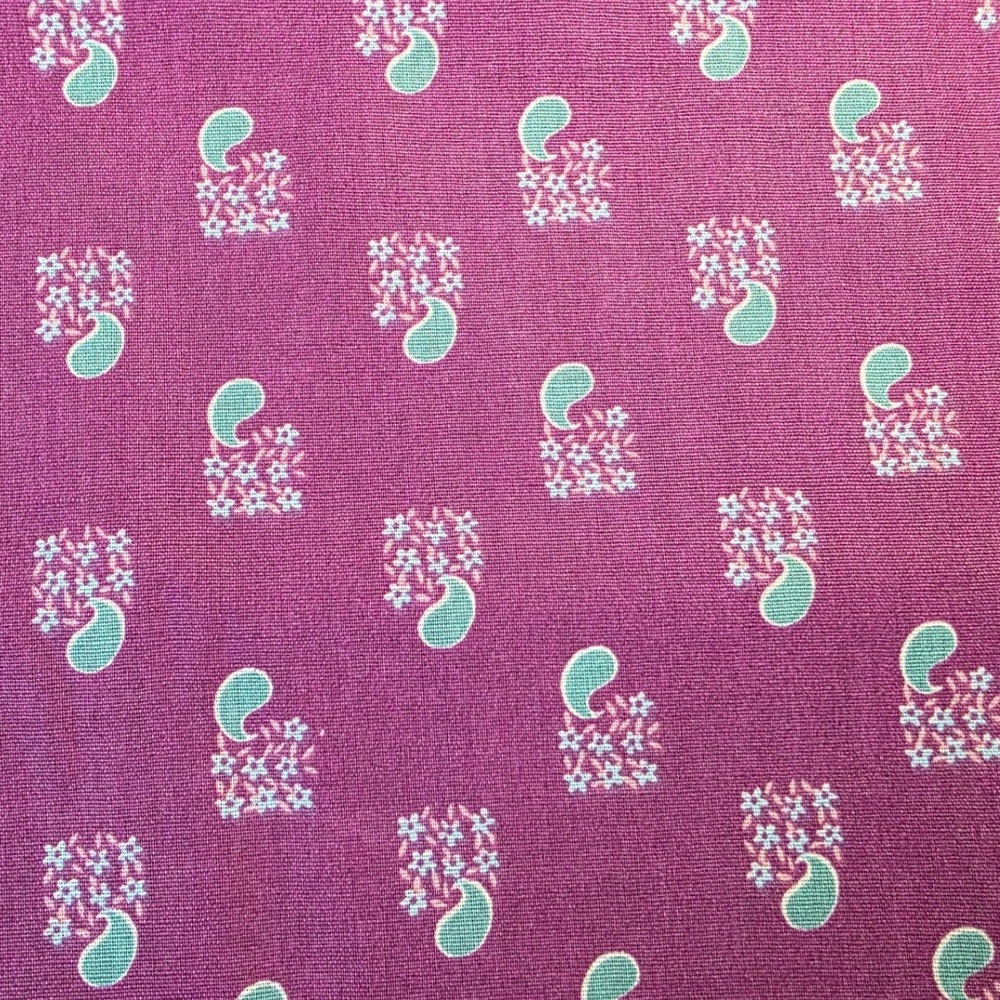 Paisley Floral Fabric Plum Purple 44in x 1 yd